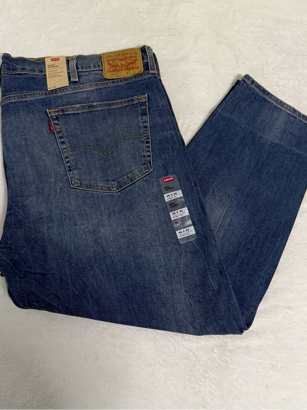 Levi’s 502 Taper Jeans Men’s 46x30 Stretch Blue Denim Regular Fit NWT